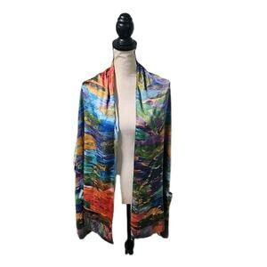 Watercolor Artsy Rectangle Scarf 74"x 25" Art To Wear Pocket